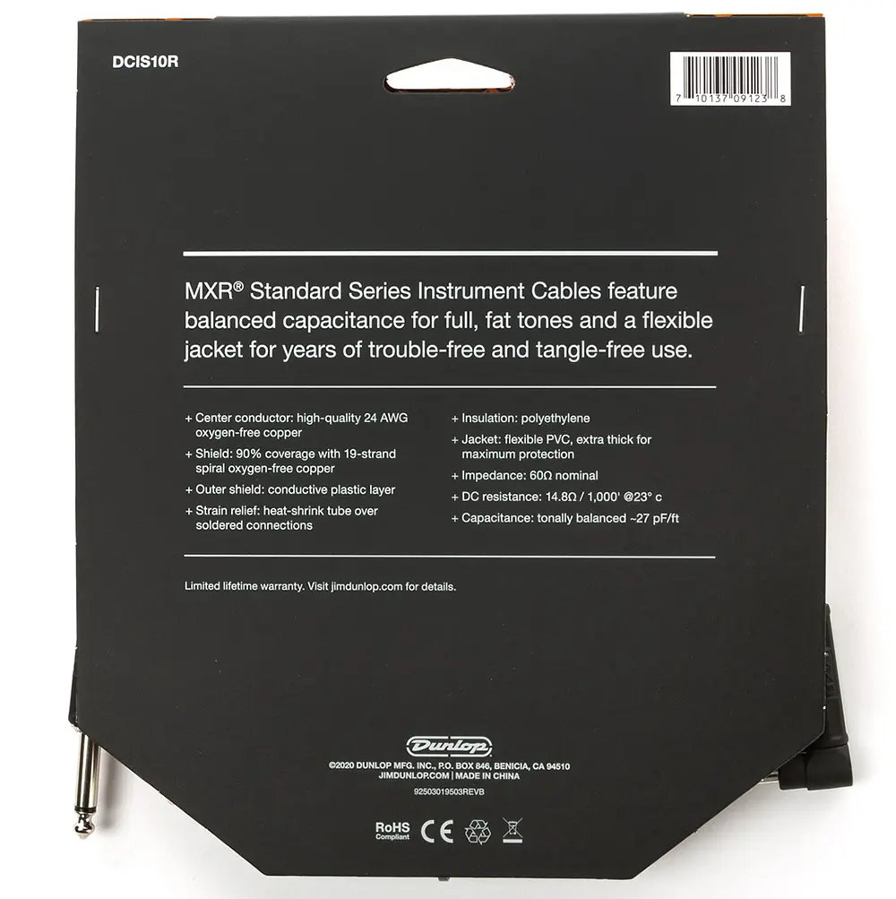 Кабель інструментальний Dunlop DCIS10R MXR Standard Instrument Cable 3.0m (10ft) (Straight/Right) - фото 2