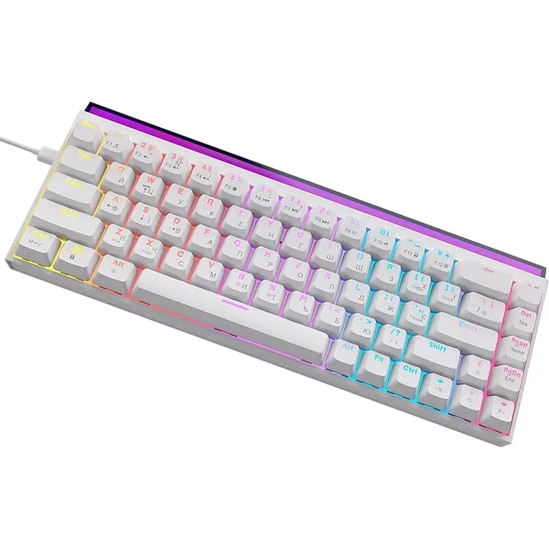 Клавіатура USB Ajazz NK68 Red Switch White (NK68-R-W) UA - фото 4