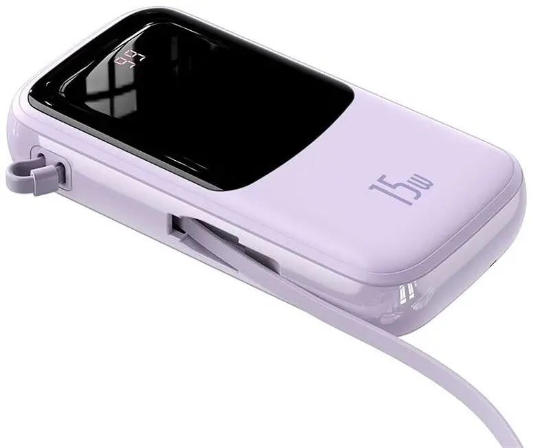 Power Bank Baseus Qpow Digital Display 10000mAh 15W with Lightning Cable (PPQD050105) Purple EU - фото 3