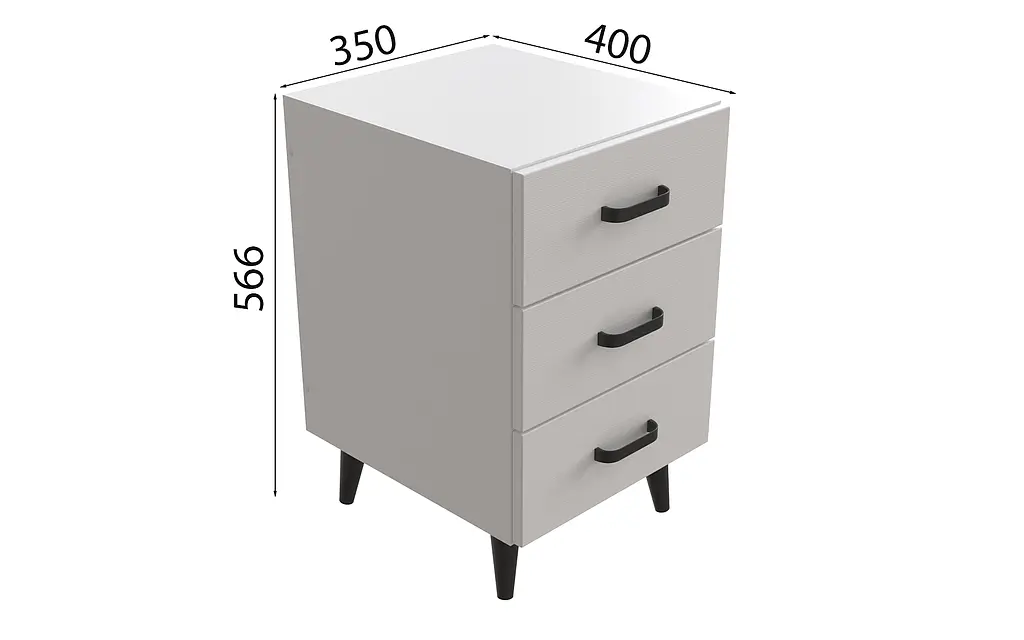 Тумба Віва 3 на конусних ніжках Ferrum-decor 56,5x35x40 Чорний метал ДСП Білий 16 мм (FRD-106823) - фото 4
