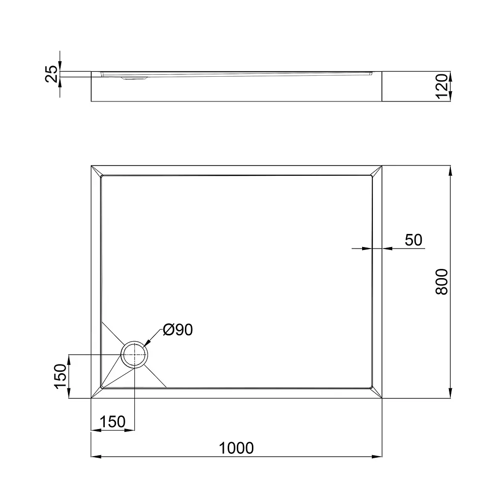 Душевой поддон Qtap Tern 301812C 100x80x12 см + сифон Белый - фото 2