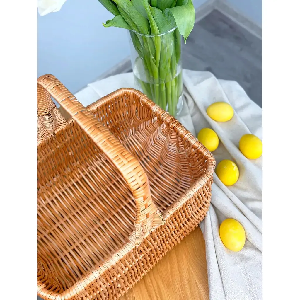 Пасхальная корзина из лозы с одной ручкой Волынь Коричневая - фото 5
