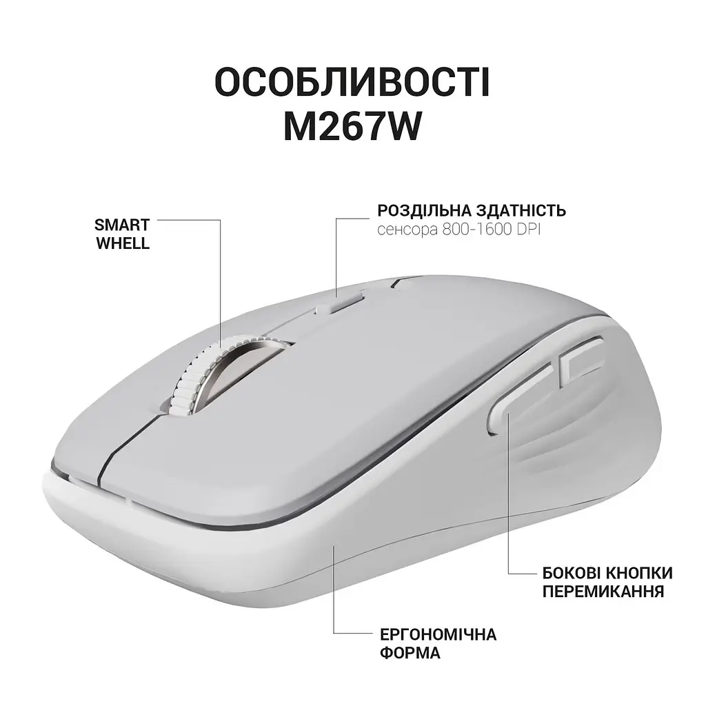 Миша бездротова OfficePro M267G Сірий - фото 9