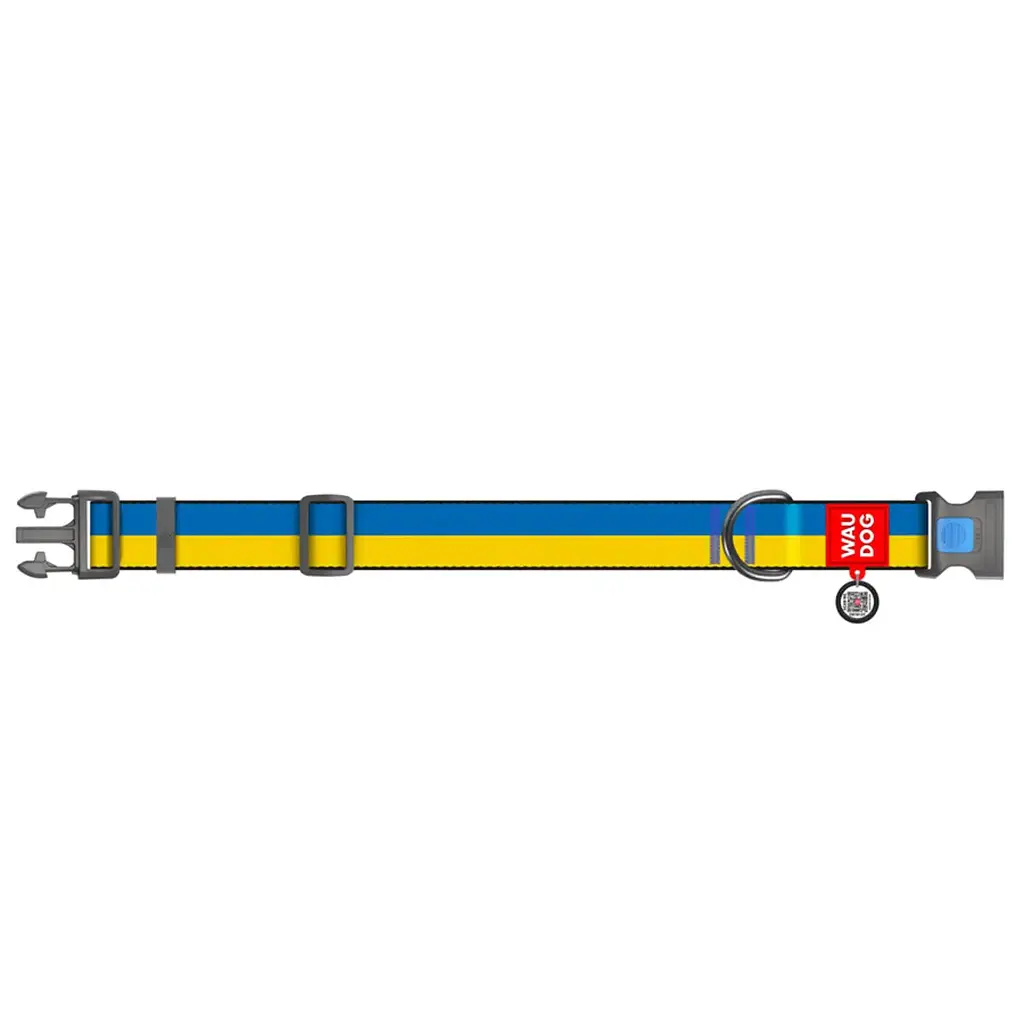 Нашийник для собак Waudog Nylon з QR паспортом, Colors of freedom, пластиковий фастекс, XXL, 46-70х3,5 см - фото 2
