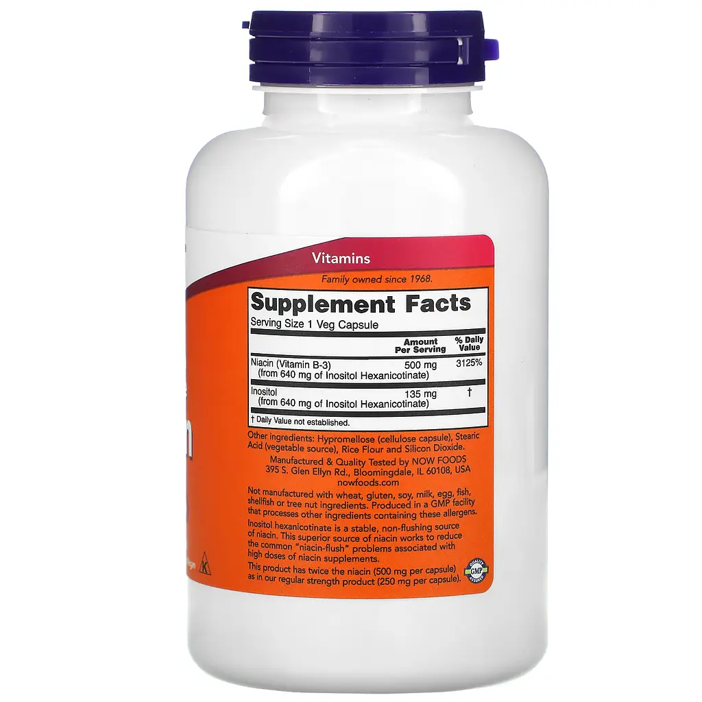 Ніацин без Промивання (Вітамін В-3) Niacin Flush-Free 500 мг - 180 вег. капсул - фото 2