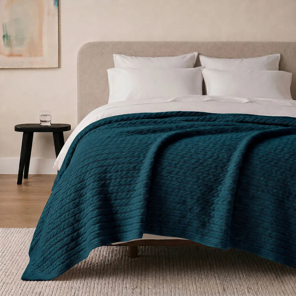 Плед покривало Cosas Ocean Knitted Braid 240х260 см косичка (Blanket_63Ocean_KnittedBraid_240x260) - фото 2