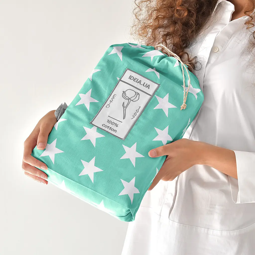 Комплект постільної білизни Ideia StarDreams, євростандарт, ментоловий (8-33288) - фото 2