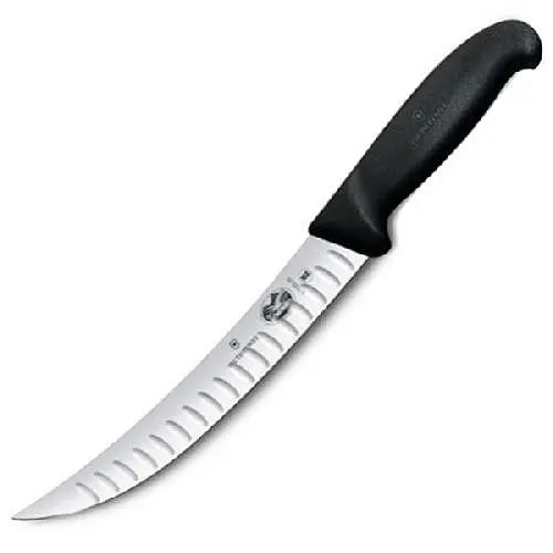 Кухонний ніж Victorinox Fibrox Butcher лезо 20см вузьке ріфл. з чорн. ручкою Dual Grip - фото 2