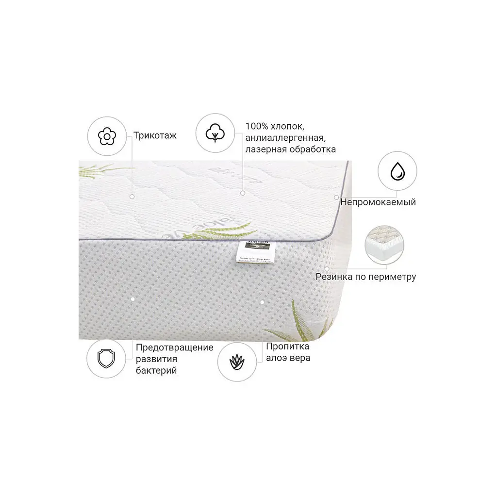 Наматрацник MirSon №1004 Alberto Eco Aloe Vera 180х200 см (2200001491632) - фото 4