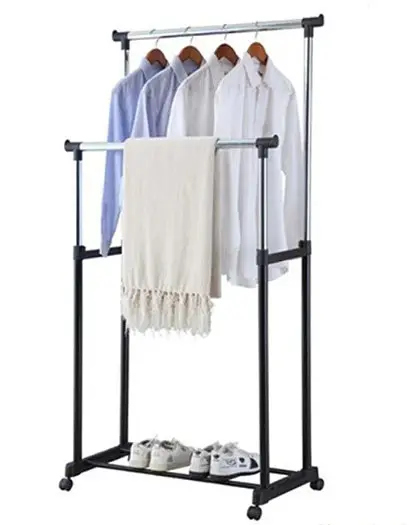 Вішалка телескопічна стійка подвійна для одягу та взуття Double Pole Clothes - фото 3
