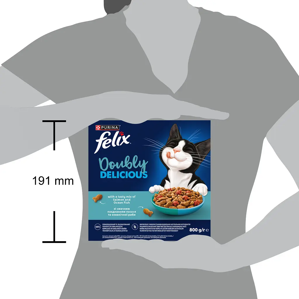 Сухий корм Felix Doubly Delicious для дорослих котів з лососем, океанічною рибою та буряком 800 г - фото 5