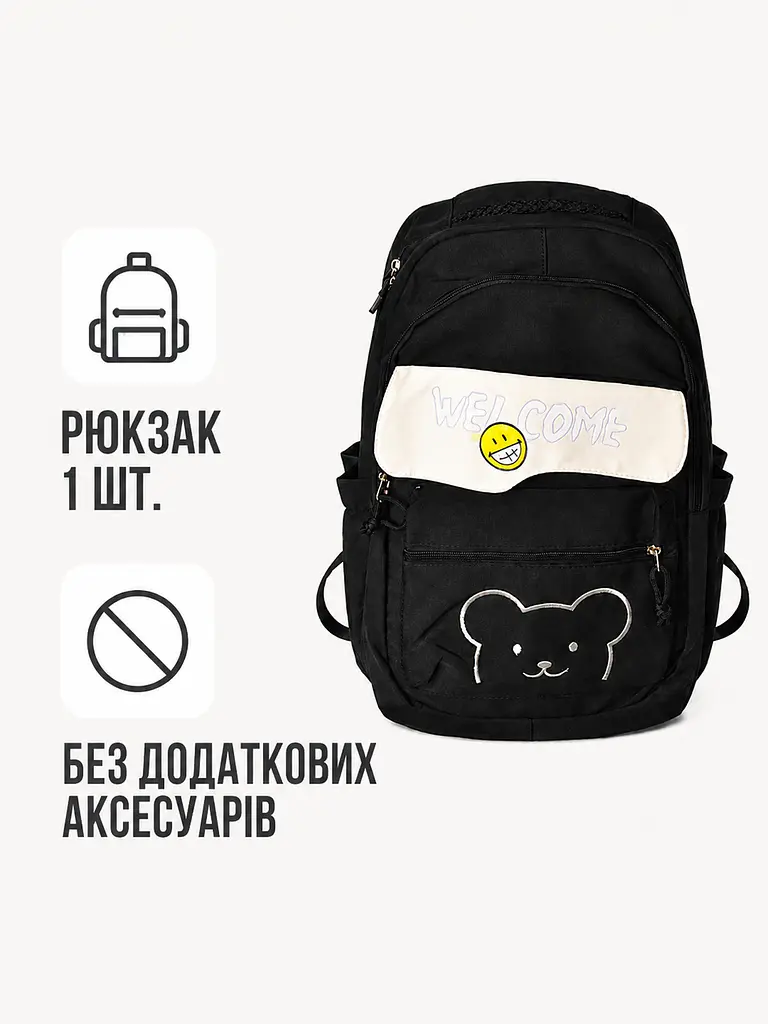Підлітковий шкільний рюкзак 43×30×18 см для навчання та міста, 2 відділення, 2 передні кишені й антивор, чорний (49676343) - фото 8