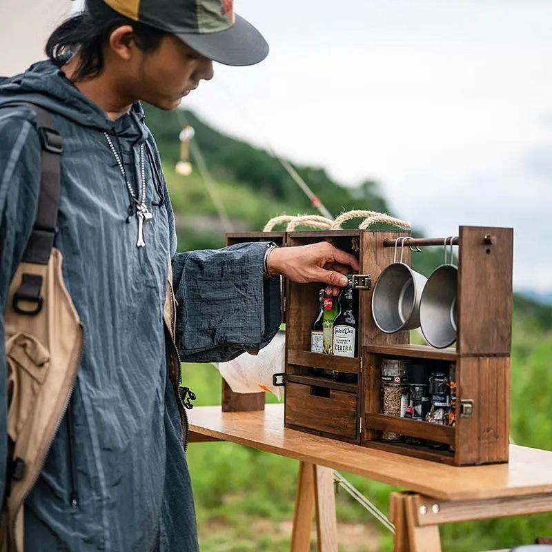 Кемпінгова етажерка з полицями Naturehike CNH22JU018 натуральне дерево - фото 5