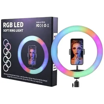 Лампа кільцева Ring RGB MJ18 18 см з пультом та штативом - фото 2