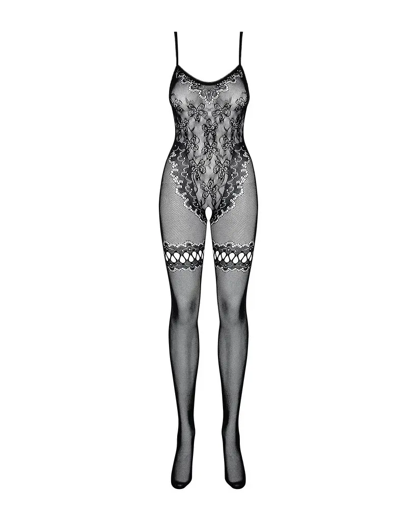 Бодистокинг Obsessive Bodystocking F213 имитация кружевного боди и резинки для чулок S/M/L - фото 5