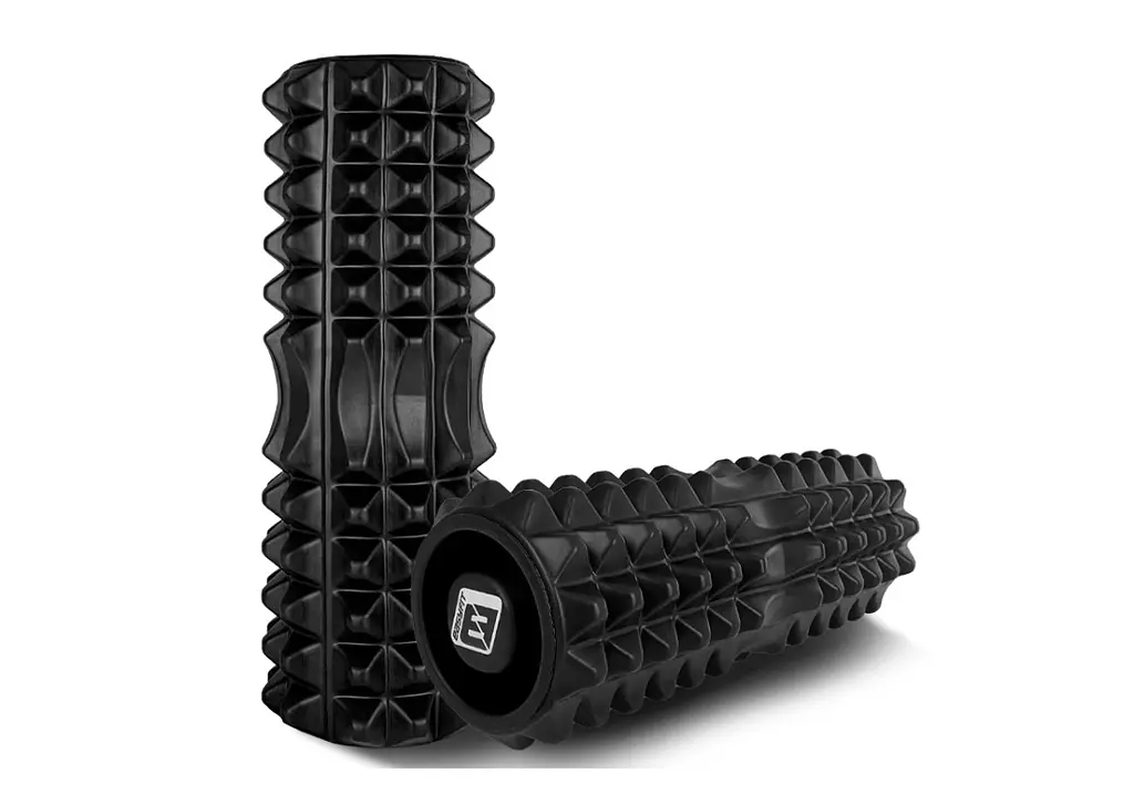 Масажний ролик EasyFit Grid Roller 33 см v.1.2 із заглушками із двох сторін Чорний (EF-2022a-BK) - фото 2
