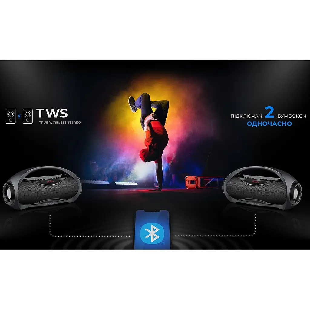 Портативная Bluetooth колонка бумбокс REAL-EL X713 Black - фото 9