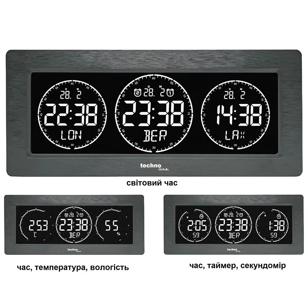 Годинник настільний Technoline WT458 Black (WT458), Чорний - фото 2