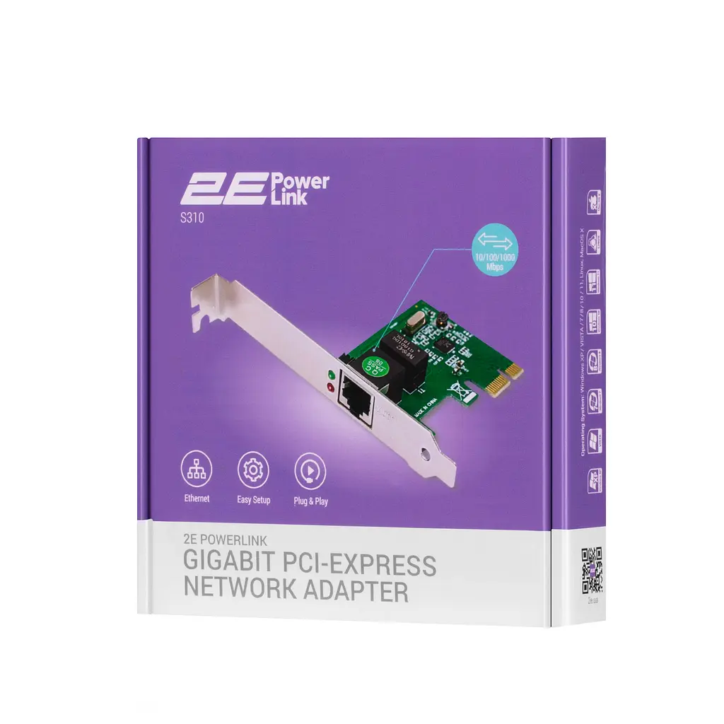 Мережева карта PowerLink S310 1xGE, PCI-Express x1 2E teh0018056 - фото 6