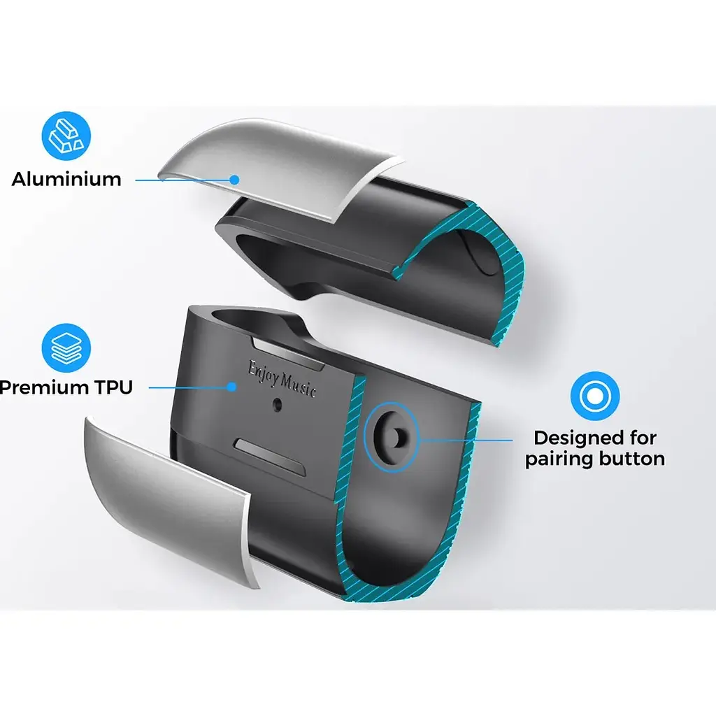 Чехол AhaStyle Rugged Aluminium Case для AirPods Pro 2 Silver [133858] - фото 3