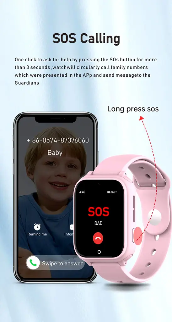 Смарт годинник-телефон дитячі Wonlex CT25 з відеодзвінком WI-FI GPS SIM-карта Pink (18357) - фото 9