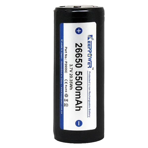 Аккумулятор 26650 Keeppower 5500mah 3,7V 10А с защитой (Черный) - фото 2