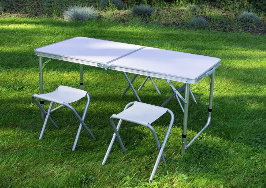 Стол туристический Jumi Economix раскладной с 4 стульями белый - фото 4