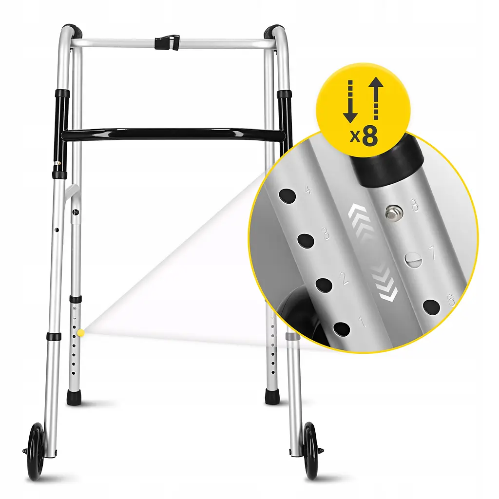 Реабілітаційні ходунки 4FIZJO регульовані, з коліщатами Silver/Black (P-5905973406451) - фото 7