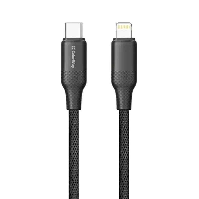 Дата кабель USB-C to Lightning 2.0m PD30W TPE embossed black ColorWay (CW-CBPDCL102-BK) - фото 3