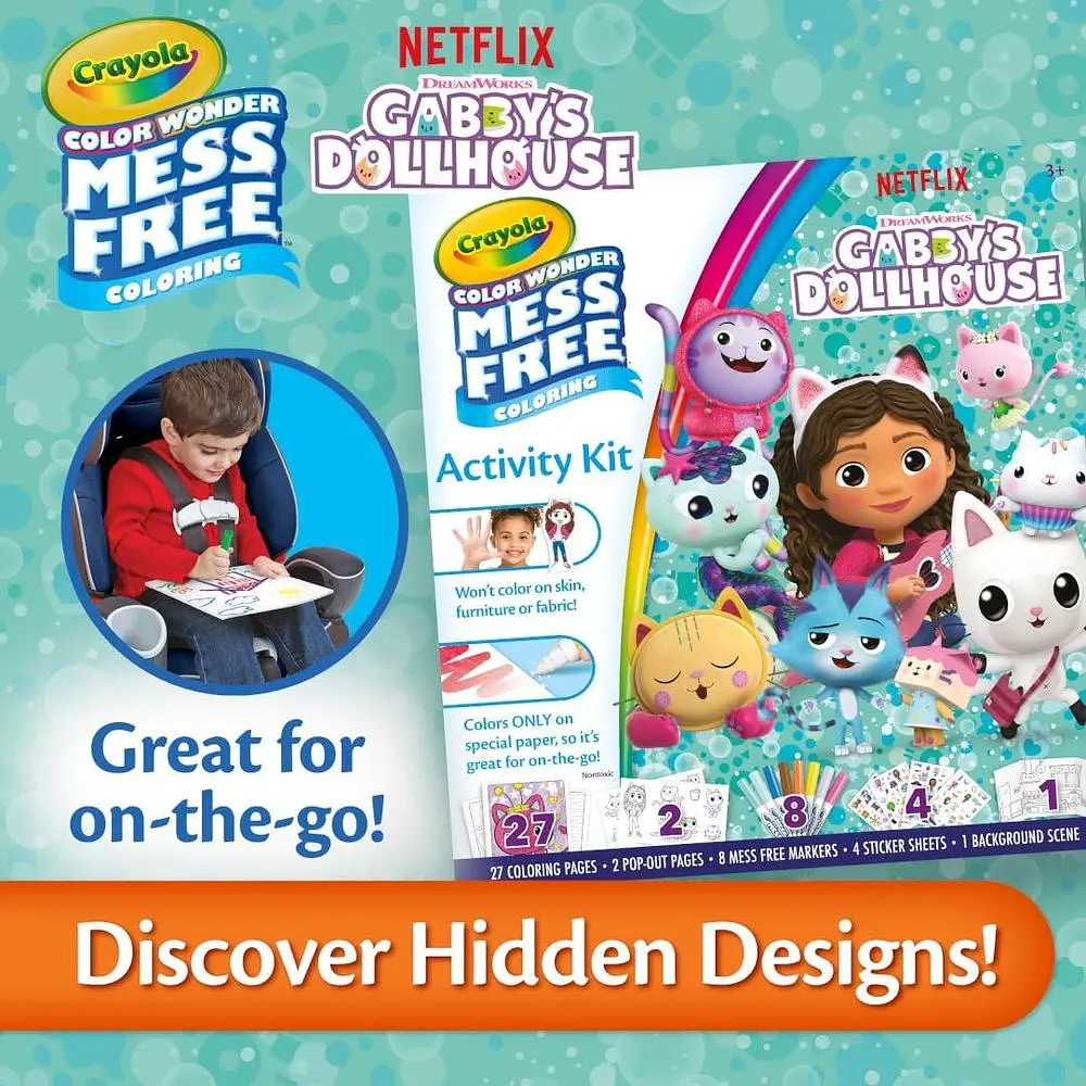 Набор для творчества Crayola Color Wonder Gabby's Dollhouse раскраски фломастеры наклейки - фото 4