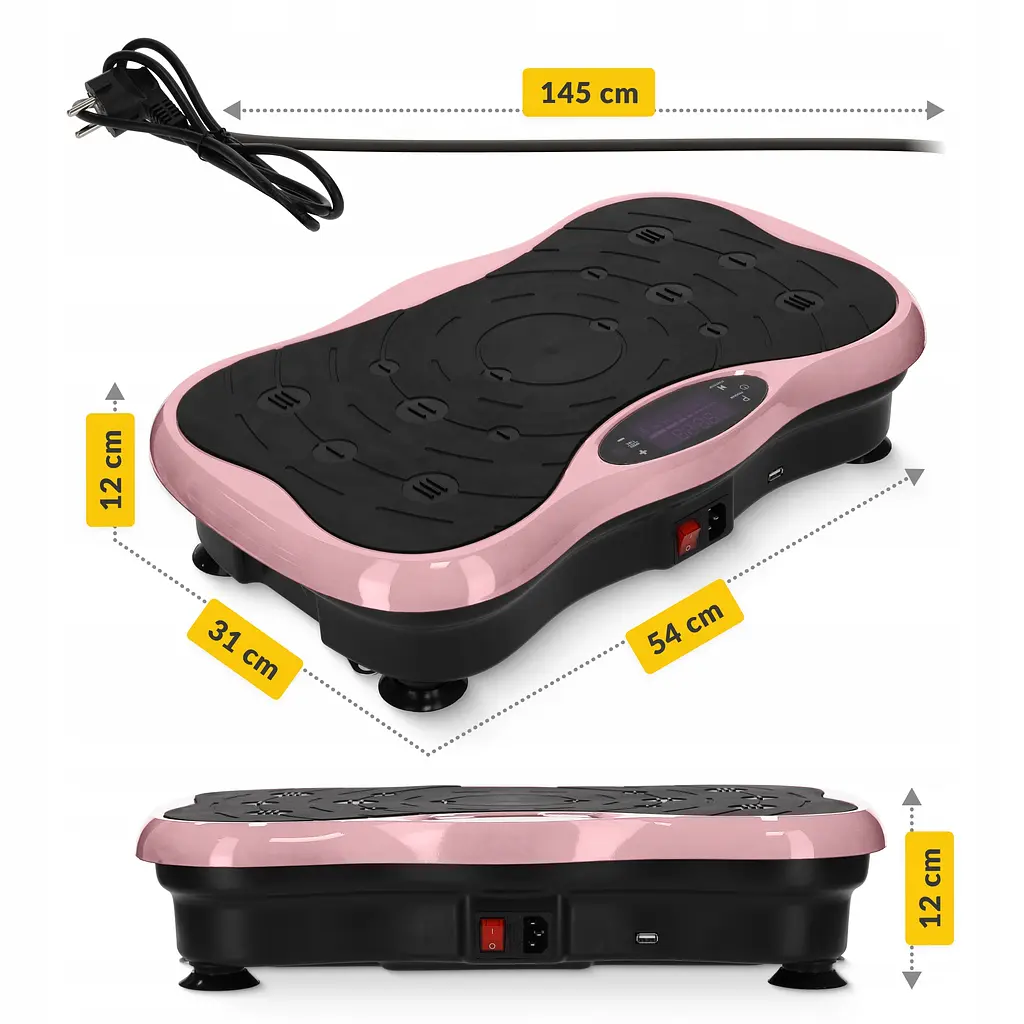 Віброплатформа для тренувань 4FIZJO Ultra+ з пультом та еспандерами Black/Pink (P-5905973402880) - фото 7