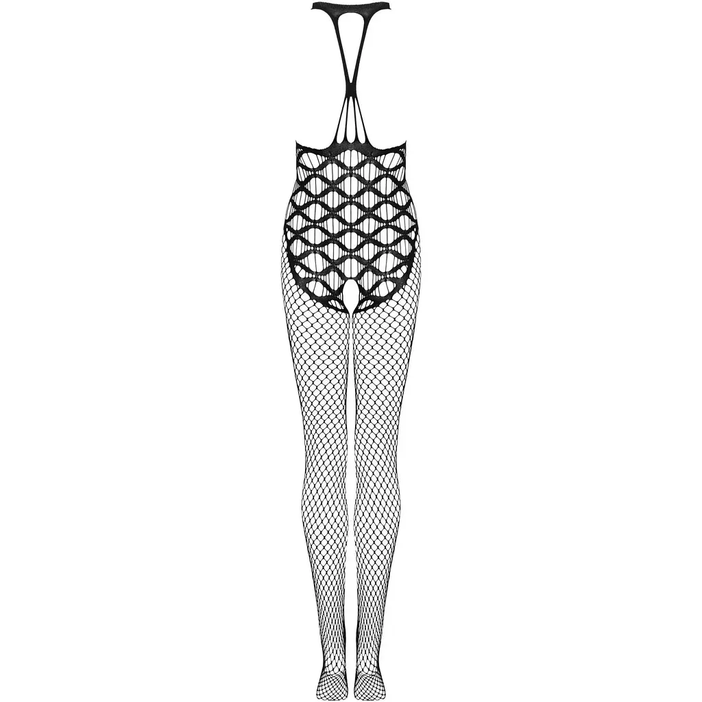 Сітчастий бодістокінг з імітацією боді Obsessive Bodystocking G332 S/M/L, Black, з доступом - фото 4