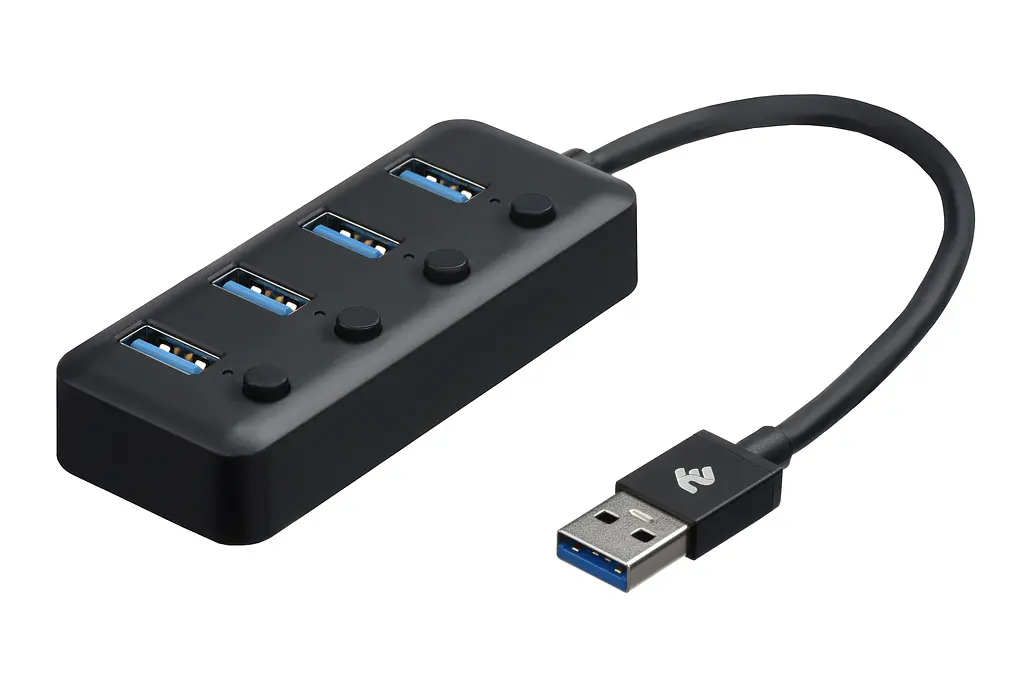 Разветвитель 2E-W1405 USB Type-A to 4 USB 3.0 Hub with switch 0.25 м - фото 2