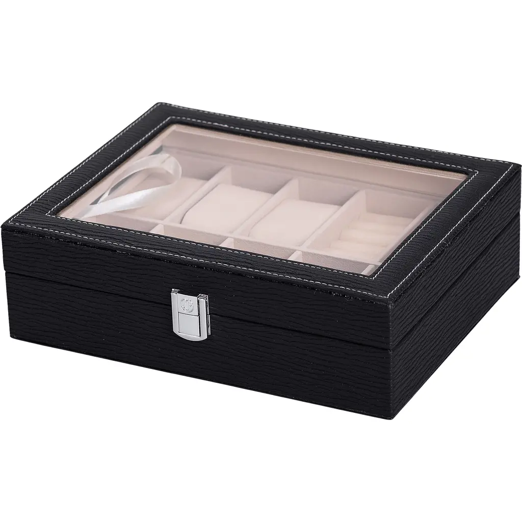 Скринька-органайзер Yiwu для прикрас та аксесуарів із накидним замком 25.5x20x7.5 см чорна HP-5-6B - фото 5