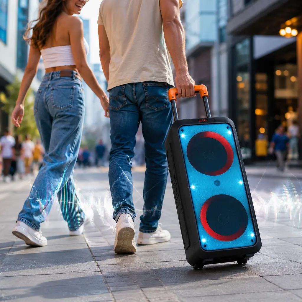 Портативна акустика ZXX-1095 80 Вт / Колонка 2х8дюйма Bluetooth / USB / TF / AUX, FM, LED / Переносна музична колонка з мікрофоном для караоке - фото 2