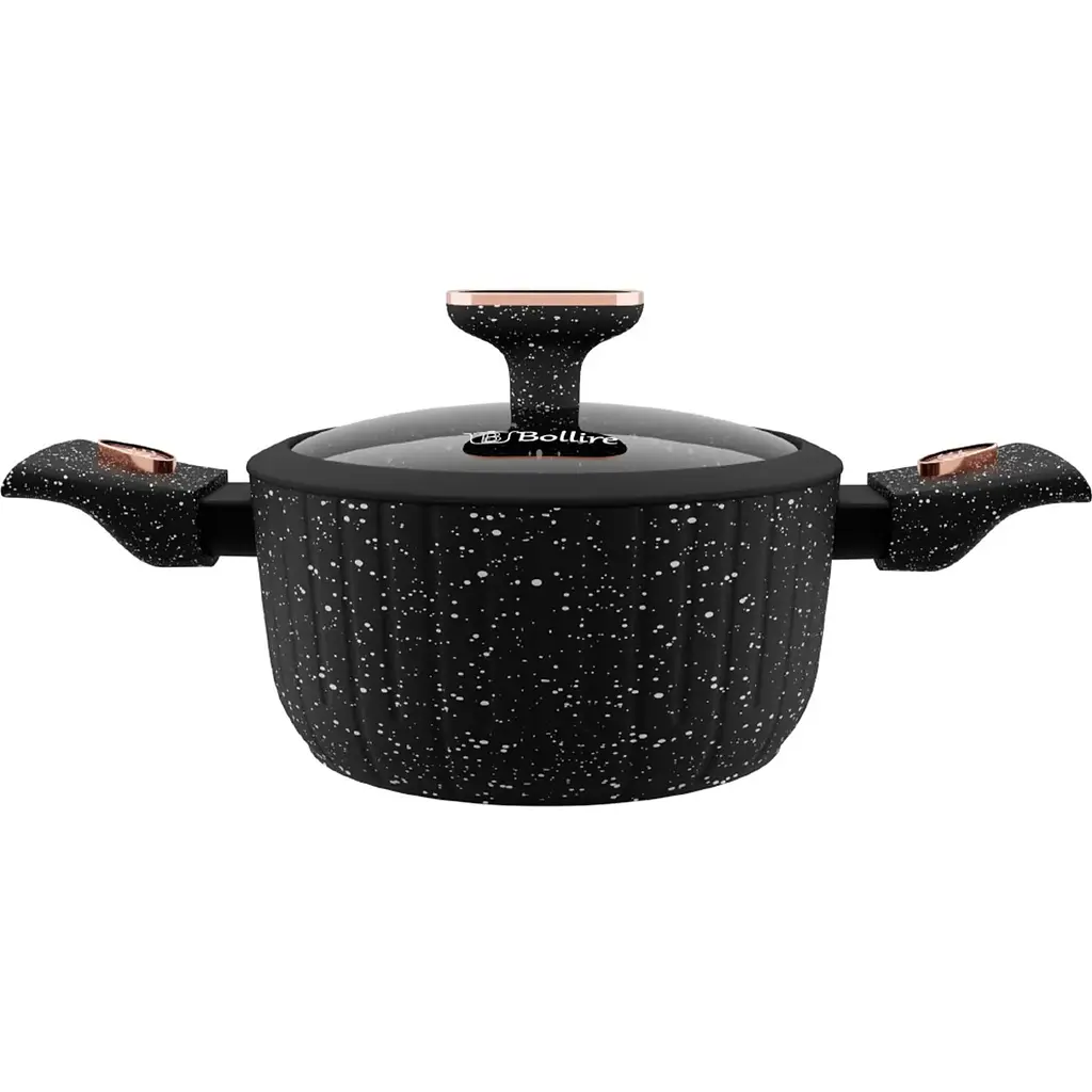 Каструля Bollire Sicilia, з кришкою, чорна, 20 см, 2,5 л (BR-1502)