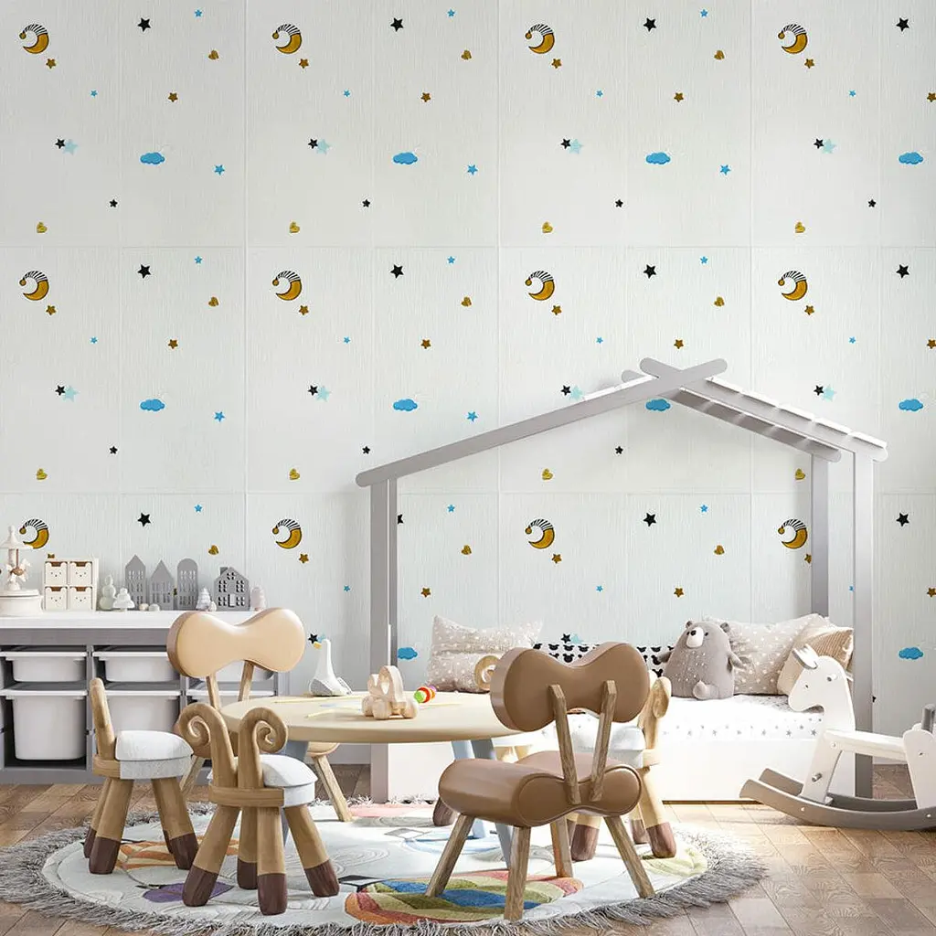 Панель стеновая Sticker Wall 3D 700х700х4мм Звезды и луна белом фоне SW-00001970 - фото 7