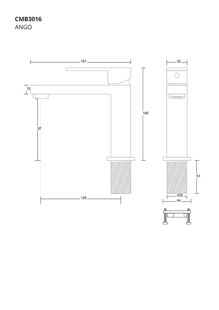 Змішувач для умивальника Corsan Ango black mat низький CMB3016BL Чорний матовий - фото 2
