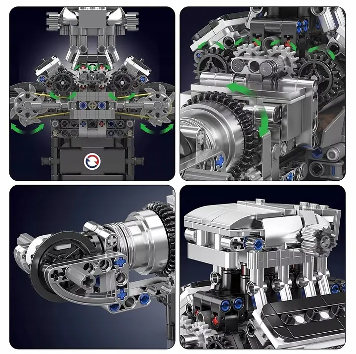 Конструктор двигун Mould King McLaren V8 Technic моторизований восьмициліндровий мотор для дітей та дорослих 737 деталей - фото 7