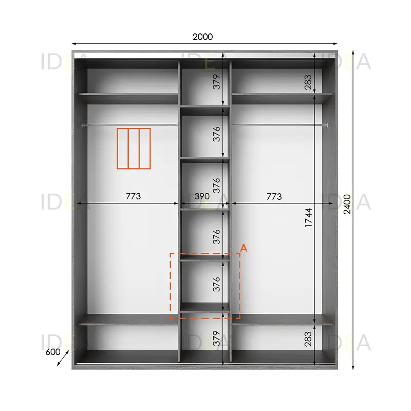 Шафа-купе Idea серія 2 200 x 60 x 240 см Венге темний - фото 2
