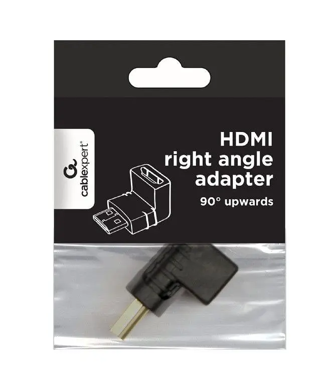 Адаптер Cablexpert HDMI - HDMI (M/F), кут 90 градусів, чорний пакет (A-HDMI90-FML) - фото 2