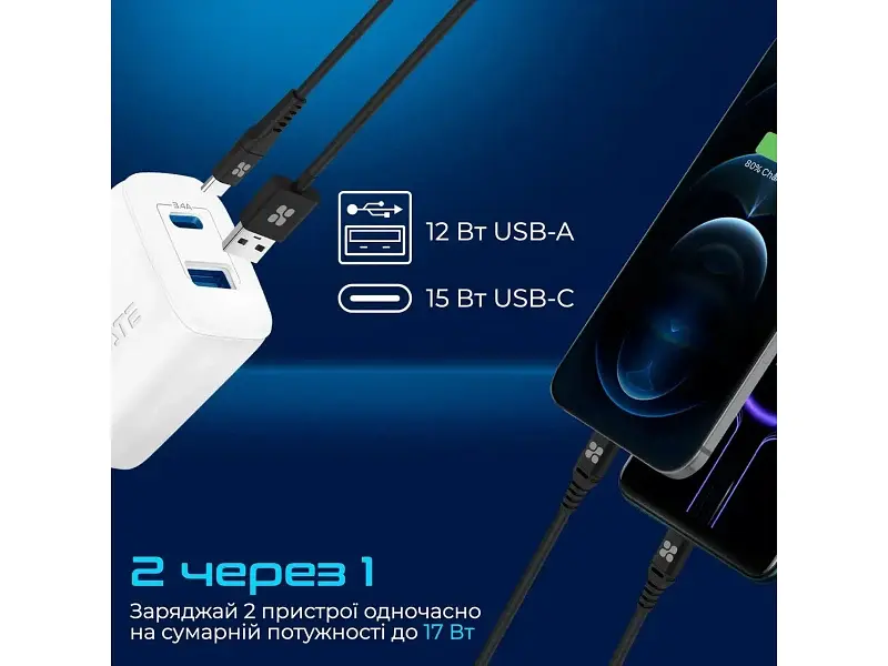Мережевий зарядний пристрій Promate BiPlug 2 White - фото 2