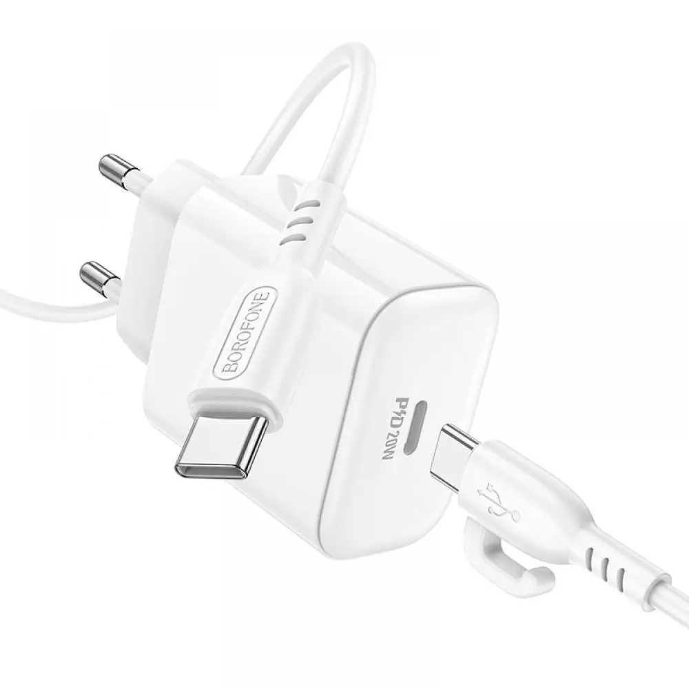 Комплект зарядного пристрою Borofone BA81A 1 Type-C PD20W Type-C to Type-C White (32971_2955230) - фото 4