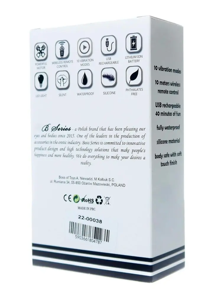Вагінальні кульки Boss Remote Control Tighten Vibrating Egg 8 см (чорний) - фото 10