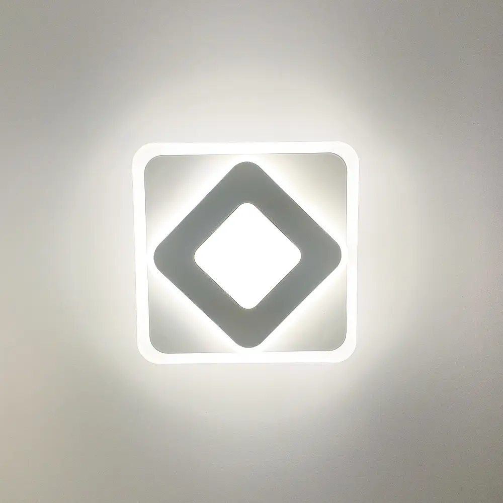 Квадратный светодиодный светильник 30 см с матовым акрилом Line F Арт. 2230-300 WT - фото 4