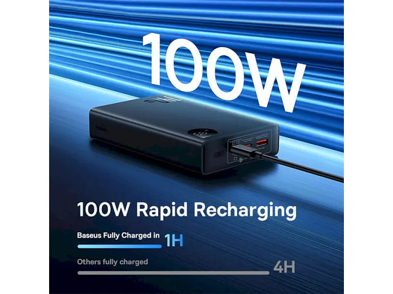 Внешний аккумулятор (павербанк) BASEUS Adaman Metal Digital Display 24000mAh 140W Black (P10021508113-00;P10021507112-02) - фото 6
