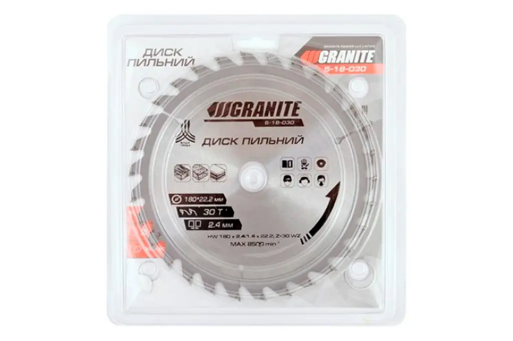 Диск пильный по дереву Granite 180 x 30T x 22.2 мм (22.2-20) - фото 2