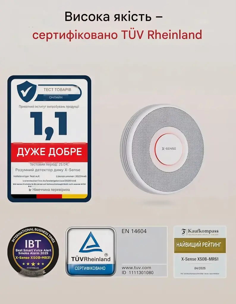 Бездротовий датчик диму X-Sense XS0B-MR автономний пожежний сповіщувач Wi-Fi комплект 3 шт (SKU-116) - фото 5