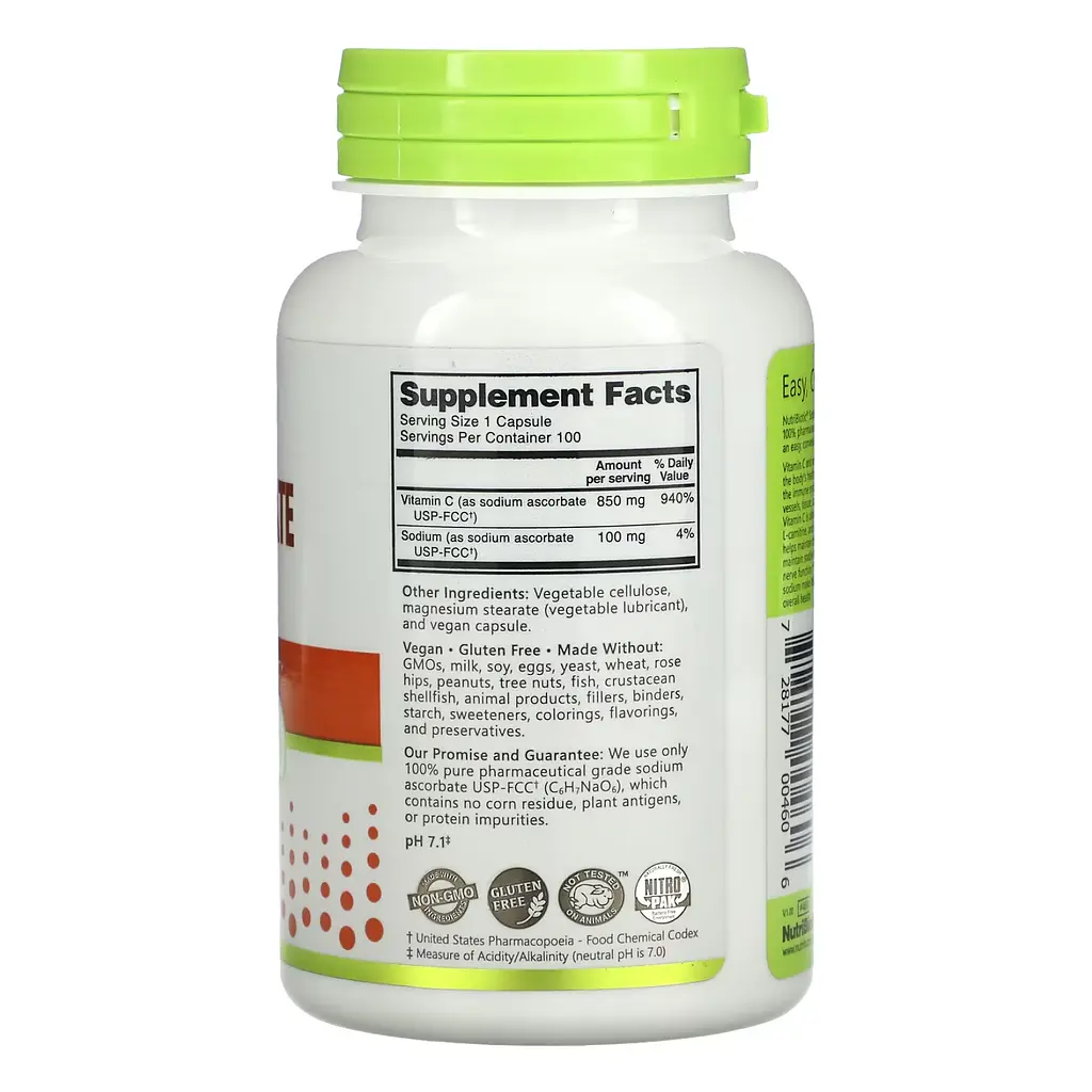 Вітамін C Nutribiotic (Sodium Ascorbate) 100 капсул - фото 2
