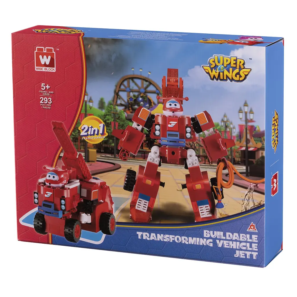 Конструктор-трансформер Super Wings Small Blocks 2-in-1 Buildable Transformer Vehicle Jett, Джетт, 293 деталі (EU385005) - фото 8